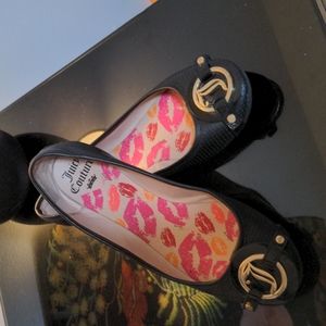 Juicy Couture Black Flats with Gold Detail